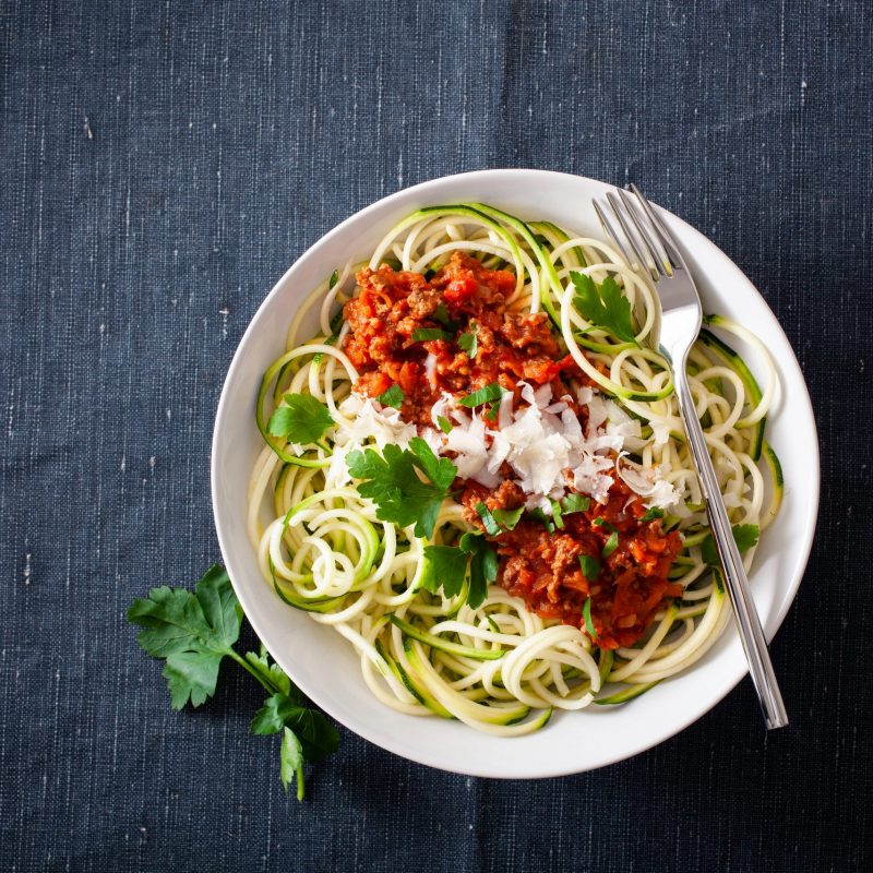 Keto,Paleo,Zoodles,Bolognese:,Zucchini,Noodles,With,Meat,Sauce,And